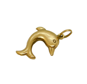 9ct Yellow Gold Leaping Dolphin Charm Pendant Vintage c1970