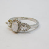 Sterling Silver Crystal Quartz & Spinel Set Dress Ring Vintage c1970 Size Q 1/2