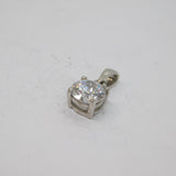 Sterling Silver CZ Solitaire Drop Pendant Vintage c1970