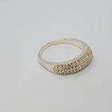 Sterling Silver Four Tier Crystal Set Dress Band Ring Modern c2010 Size N 1/2