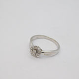 Sterling Silver 7 Stone Diamond Flower Cluster Ring Vintage c1970 Size N 1/2