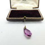Sterling Silver and Purple Cut Glass Charm Pendant Vintage c1970