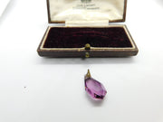 Sterling Silver and Purple Cut Glass Charm Pendant Vintage c1970
