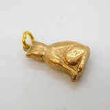 9ct Yellow Gold Sitting Cat Charm Pendant Vintage 1959 Chester