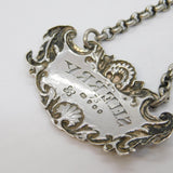 Victorian Sterling Silver Floral Pattern Sherry Decanter Label Antique London