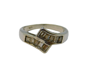 Sterling Silver Paste Set Crossover Band Dress Ring Vintage c1970 Size N