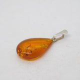 Sterling Silver Amber Drop Charm Pendant Vintage c1970s