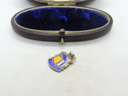Sterling Silver and Enamel Filey Travel Shield Charm Pendant Vintage c1970