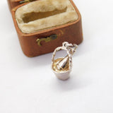Sterling Silver Champagne Ice Bucket Charm Pendant Vintage c1970