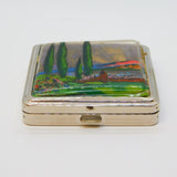 Mid-Century French Silver Plated Morpho Butterfly Wing Makeup Compact Vintage