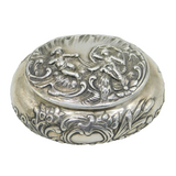 Victorian Sterling Silver Cherub Decorated Snuff Box Antique 1901 London