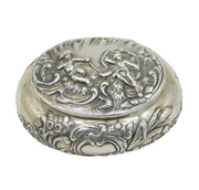 Victorian Sterling Silver Cherub Decorated Snuff Box Antique 1901 London