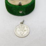 Sterling Silver George V Threepence Charm Pendant Antique 1922 Art Deco