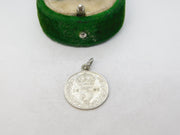 Sterling Silver George V Threepence Charm Pendant Antique 1922 Art Deco