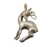 Sterling Silver Deer Charm Pendant Vintage c1970s