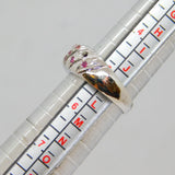 Sterling Silver 14 Stone Ruby Boat Ring Band Ring Vintage c1970 Size K