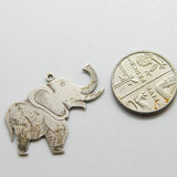 Sterling Silver Elephant Charm Pendant Vintage c1970