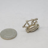 Sterling Silver Highland Dancer in Bagpipes Charm Pendant Vintage c1970
