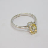 Sterling Silver Oval Citrine Solitaire Dress Ring Vintage c1970 Size N 1/2