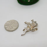Sterling Silver Cast Lucky Trunk Up Elephant Charm Pendant Vintage c1970