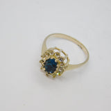 Sterling Silver Blue & White Paste Cluster Dress Band Ring Vintage c1990 Size N