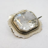 Victorian Sterling Silver & Rock Crystal Set Brooch Pin Antique c1880s