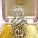 Sterling Silver & Diamond Paste Set Statement Ring Vintage c1980 Size N UK