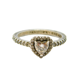 Sterling Silver CZ Set Band With Heart Stacking Ring Modern c2010 Size J 1/2
