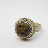 20th Century Ancient Style White Metal Agate Signet Ring Antique c1920