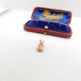 Rose Gold On Sterling Silver Diamond Paste Drop Charm Pendant Vintage c1970