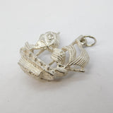 Sterling Silver Sailing Ship Charm Pendant Vintage c1970