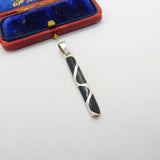 Sterling Silver Onyx Baton Charm Pendant Vintage c1970