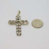 Sterling Silver Chunky CZ Cross Charm Pendant Contemporary c1990s