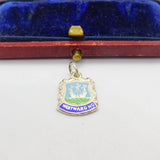 Sterling Silver and Enamel Westward Ho Travel Shield Charm Pendant Vintage c1970