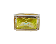 Sterling Silver Yellow & Clear Crystal Cocktail Ring Vintage c1990 Size T 1/2