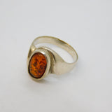 Sterling Silver Baltic Amber Swirl Dress Band Ring Vintage c1970 Size R 1/2