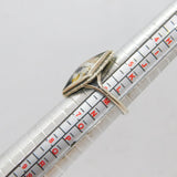 Sterling Silver Morpho Butterfly Wing Figure Scene Ring Antique c1920 Size L 1/2