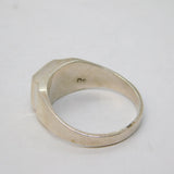 Sterling Silver & White Opal Set Signet Ring Vintage c1990s