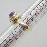 Sterling Silver Cabochon Amethyst Swirly Studio Band Ring Vintage c1970 Size N