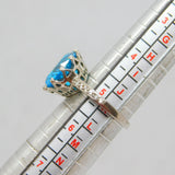 Sterling Silver Blue & Clear CZ Cocktail Dress Ring Modern c1990 Size K