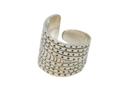 Sterling Silver Studio Style Graduating Wide Band Open Ring Vintage c1970 Size S
