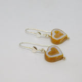 Pair of Sterling Silver Czech Glass Hearts Hook Drop Earrings Contemporary c2015