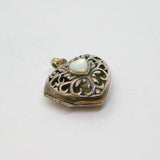 Sterling Silver Cutwork Puffy Heart With Shell Locket Pendant Modern c1990s