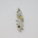 Sterling Silver 4 Amethyst & Pearl Nature Inspired Brooch/Pendant Modern c2000