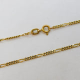 9ct Yellow Gold Essential Figaro Link Chain Necklace Vintage c1970s 52cm Length