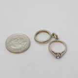 Sterling Silver Wedding Rings Charm Pendant Vintage c1970s