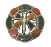 19th Century Scottish Sterling Silver 'Pebble' Set Butterfly Brooch Antique