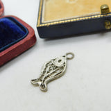 Sterling Silver Filigree Fish Charm Pendant Vintage c1970