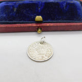 Sterling Silver King George V Indian Two Annas Coin 1917 Charm Pendant Antique