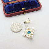 Sterling Silver Turquoise Abstract Drop Charm Pendant Vintage c1970